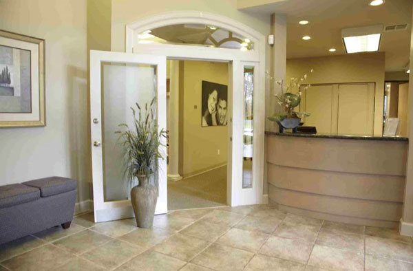 front desk inside the Fawcett Center for Dentistry office